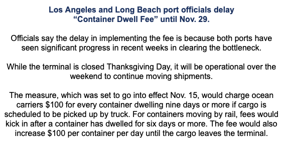 LA Long beach dwell fee delay